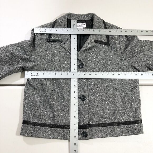 Pendleton Blazer Women 12 Petite Gray Heathered Plaid Virgin Wool Jacket VTG - Picture 3 of 8